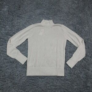 LOFT Sweater Womens Small Silver Mock Neck Sheer Metallic Knit Pullover NWT